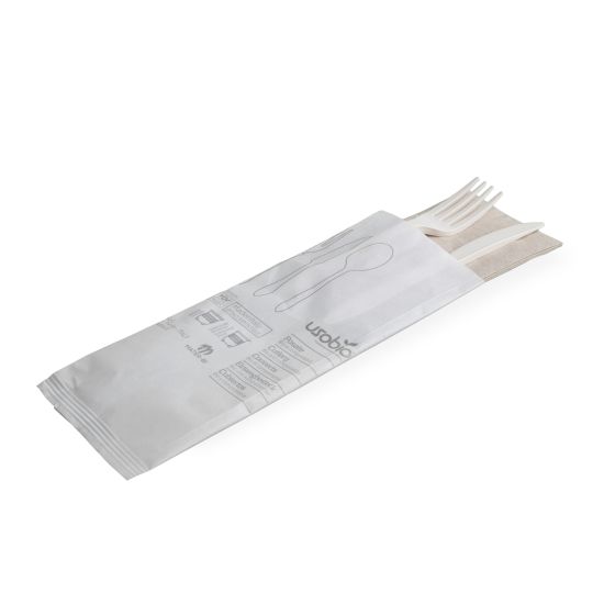 Set monouso forchetta, coltello e tovagliolo 2 veli biodegradabile CPB